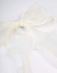 White Fabric Organza Curl Hair Bow Clip