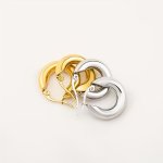 1PAIR Y2K 18K Stainless Steel Thickened Solid Ring Earrings Simple Retro Golden Plated Hoop Earrings Anniversary Birthday Presen