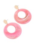 Goldair Gold Pink Marble Circle Drop Earrings