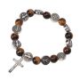 Tiger Eye Cross Bead Bracelet For Men Women