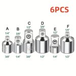6PCS Ratchet Wrench Socket Converter Sleeve Adapter Stainless Steel 1 4" 1 2" 3 8