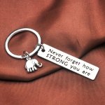 Never Forget How Strong You Inspirational Keychain For Women Men Teen Boys Birthday Graduation Christmas Gifts For Son Daughter 