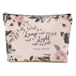 Bible Verse Makeup Bag For Women Vintage Floral Portable Travel Organizer Toiletry Cosmetic Bag With Zipper Roomy Makeup Bags Sk