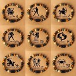 1PC Twelve Zodiacs Natural Stone Beaded Bracelets Blessing Bracelet For Couples And Friend As Birthday Gifts For Men Women Fathe
