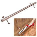 Muzata 4FT Bar Foot Rail Kit Undercounter Mount Hardware And Tubing Complete Kit 2" Od Stainless Steel Brass Finish For Indoor