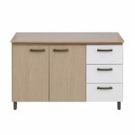 Modern Three Door Base Cabinet Nogueira off White MWBR5800