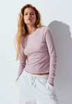 Sheer Ribbed Top - Pink