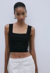 Cropped Vest Top - Black