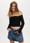 Cotton On Everfine Gather Bust Long Sleeve - Black