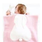 Knitted Baby Rabbit Blanket - Yellow