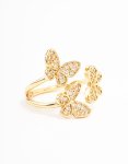 Goldair Gold Plated Cubic Zirconia Butterfly Trio Ring - S m