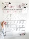 Acrylic Monthly Calendar - White & Blush Peony - 700MM X 700MM