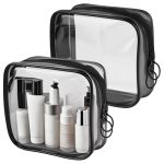 Plulon 2 Pack Small Makeup Bag Clear Purse Tsa Approved Travel Toiletry Bag MINI Make Up Zipper Pouch Cosmetic Bag For Women Men