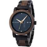 Stylish Male Ebony & Walnut Wooden Watch GT132-2