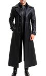 Iii-fashions Mens Black Leather Trench Coat Classic Long Coat Leather For Men