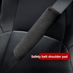 Luxurious Plush Car Seat Belt Shoulder Pad - Extended Soft Safety Protector Faux Leather Left Side