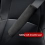 Luxurious Plush Car Seat Belt Shoulder Pad - Extended Soft Safety Protector Faux Leather Left Side