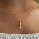 Gracelyn Gold Cross Necklace Gold Plated 925 Sterling Silver 14X22MM 45CM Chain