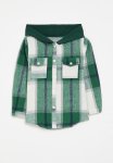PoP Candy Hooded Tartan Overshirt - Green & White