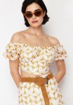 Premium Embroidery Woven Blouse - Beige