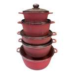 Smte Non Stick 10 Piece Cookware Pot Set Red With Keychain