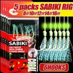 Takbas Sabiki Rigs 5 Packs Luminous Fishing Bait Rigs With High Carbon Hooks Glowing Beads For Saltwater freshwater Ideal For Re