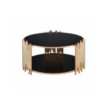 Smte Modern Round Centre Gold And Black Coffee Table With Keychain