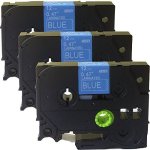Neouza 3PK Compatible For Brother P-touch Laminated Tze Tz Label Tape Cartridge 12MM X 8M TZE-535 White On Blue