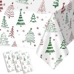 BRIX4U 3PACK Christmas Plastic Party Tablecloth For Rectangle Tables Christmas Disposable Table Cloth Decoration Red Snowflake X