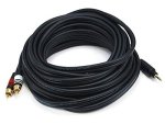 Monoprice Audio Cable - 25 Feet - Black Premium Stereo Male To 2 RCA Male 22AWG Gold Plated