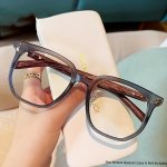 Square Tr Frame Clear Lens Glasses Vintage Wood Grain Decorative Glasses Fashion Spectacles For Women Men