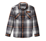 Men’s Stacked Bar & Shield Long Sleeve Plaid Shirt – Plaid – Harley Black & Blackened Pearl