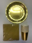 Gold Plates Cups & Serviettes