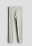 Ribbed Jersey Leggings - Light Dusty Green