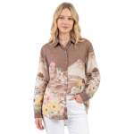 Greece Border Print Over Sized Shirt - Mocha Free