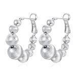 Hius 18K Gold Plated Beaded Hoop Earrings For Women Thick Silver Ball Earrings Women's Chunky Hoop Earrings Trendy Jewelry For W