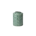 Vase With Embossed Oval Design 17X17X22CM - Green