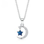 Herjewellery 925 Sterling Silver Crescent Necklace With Swarovski Crystal