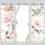 Waterproof PVC Decorative Transfer Sticker Wraps For 20OZ Tumblers Pink Floral & Golden Accents UV Printed Easy To Apply Durable Adhesive - Set Of 1