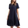 HBW053AA Linen Dress - Navy