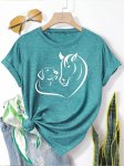 Horse Print T-Shirt Green Large HTS18
