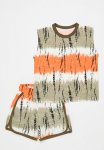 PoP Candy Vest & Short Set - Orange & Beige