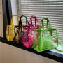 2PCS Clear Pvc Tote Bag Set Trendy Jelly Crossbody Bag Waterproof Summer Beach Bag With Inner Pouch