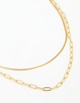 Waterproof Gold Plated Stainless Steel Double Link Layered Necklace