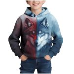 Boys Hoodies Cool 3D Graphic Print Pullover With Pocket Kids Fashion Warm Winter Hooded Sweatshirts