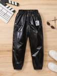Boys Metallic Jogger Pants With Stylish Letter Patch Suitable For Summer Parties And Performances