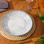Printed Glazed Dinner Plate Sky Haze