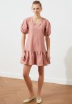 Balloon Sleeve Back Tie Dress - Somon