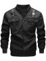 Men's Casual Tech Wear Biker Jacket Chic Street Style Baseball Collar Bomber Jacket