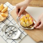 Stainless Steel Apple Slicer & Corer - Reusable Kitchen Gadget For Perfect Fruit Slices Ideal For Dorms & Home Use